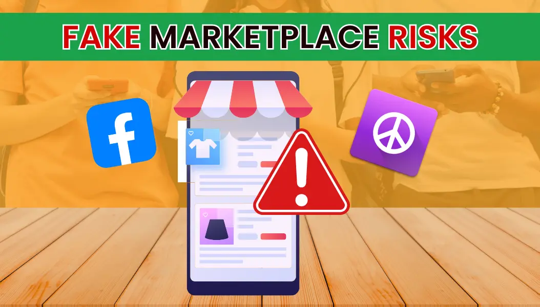 Fake Craigslist and Facebook Marketplace listings with scam warnings