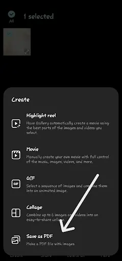 Create a PDF from multiple images using Samsung Galaxy phone