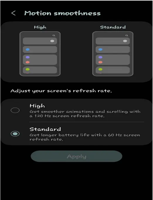 How to save phone battery using auto brightness and lower refresh rate settings on smartphone display