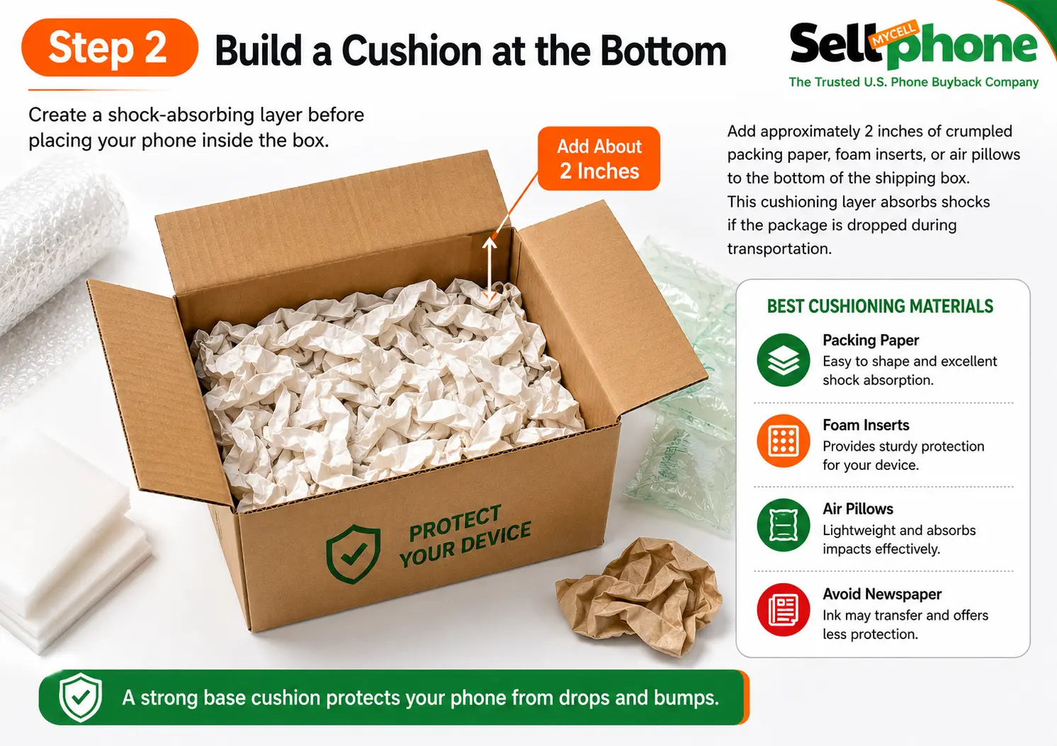Packing paper inside shipping box